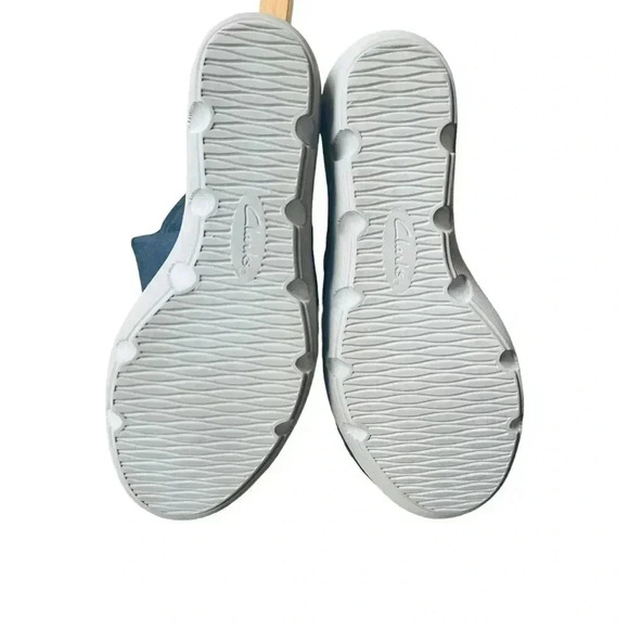 CLARKS WOMEN’S BLACK CROSS STRAP WEDGES•SIZE 8 1/2•NUBUCK LEATHER• - Picture 10 of 10